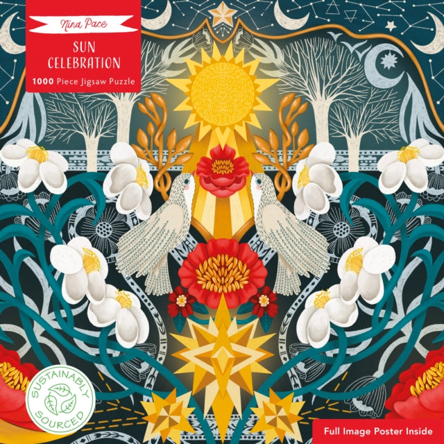 Book cover of: Adult Sustainable Jigsaw Puzzle Nina Pace: Sun Celebration. By: FLAME TREE SUDIOS