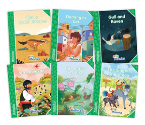 Jolly Phonics Folktales Green Readers (Level 3) Complete Set (1-6), in Precursive Letters (British English edition)