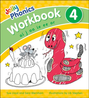 Jolly Phonics Workbook 4, in Precursive Letters (British English edition)