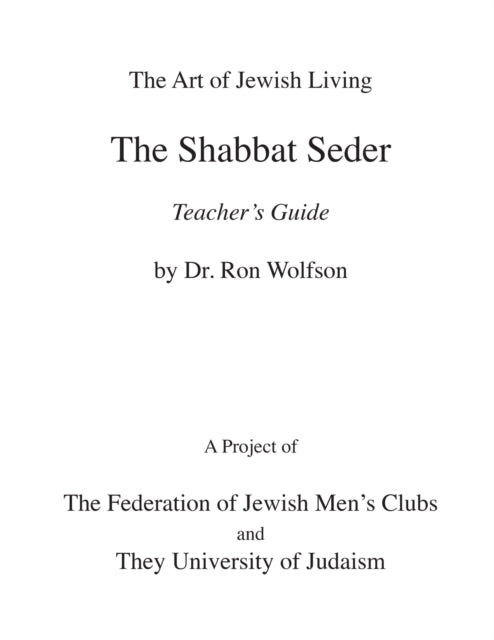 Book cover of: Shabbat Seder Teacher's Guide
