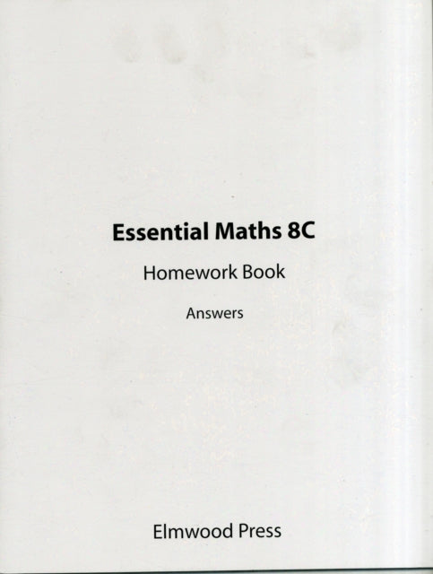 Book cover of: Essential Maths 8C Homework Answers