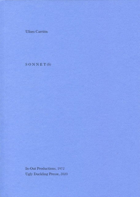 Book cover of: SONNET(S). By: Ulises Carrión