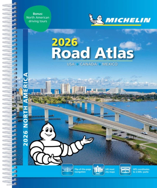 Book cover of: USA Canada Mexico - 2026 Road Atlas (A4-Spiral). By: Michelin