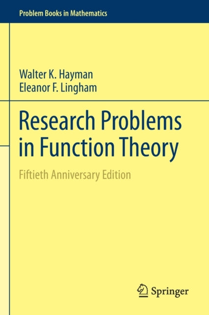 Book cover of: Research Problems in Function Theory. By: Walter K. Hayman