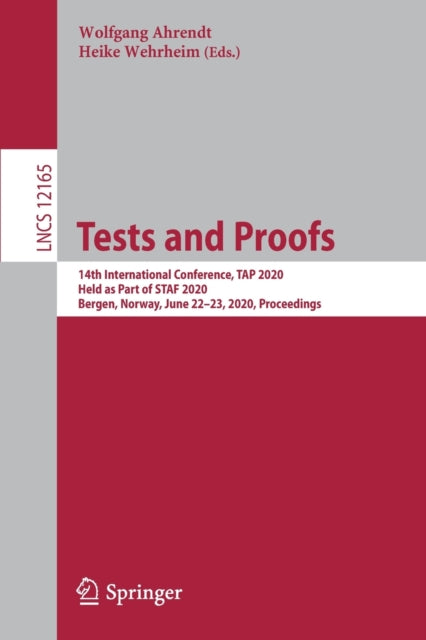 Book cover of: Tests and Proofs. By: Wolfgang Ahrendt
