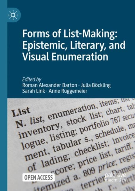 Book cover of: Forms of List-Making: Epistemic, Literary, and Visual Enumeration. By: Roman Alexander Barton