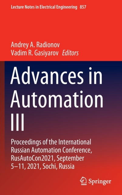 Book cover of: Advances in Automation III. By: Andrey A. Radionov