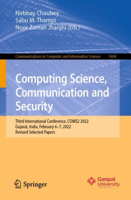 Book cover of: Computing Science, Communication and Security. By: Nirbhay Chaubey