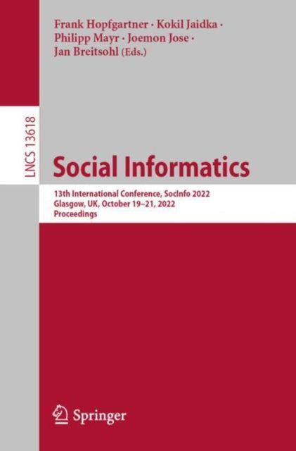 Book cover of: Social Informatics. By: Frank Hopfgartner