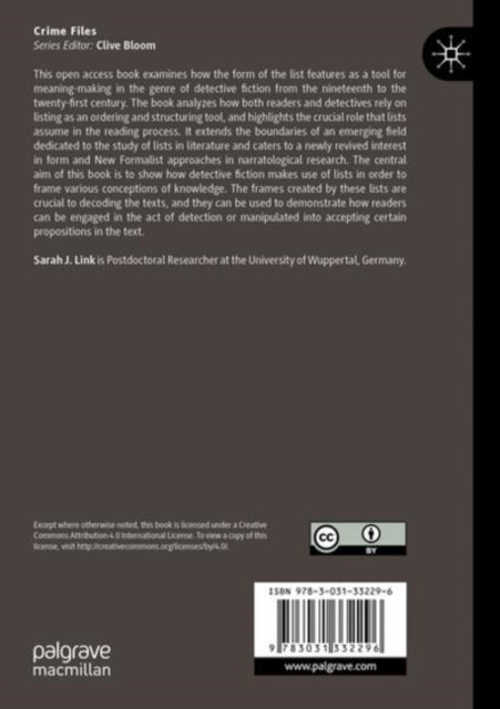 Book cover of: Narratological Approach to Lists in Detective Fiction. By: Sarah J. Link