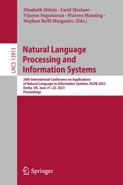 Book cover of: Natural Language Processing and Information Systems. By: Elisabeth Métais