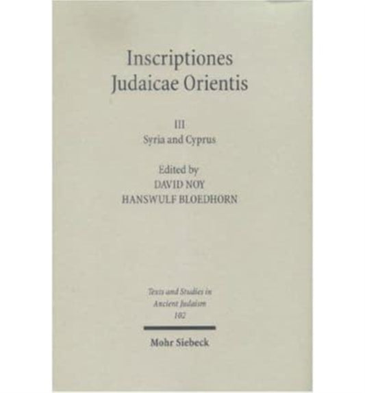 Book cover of: Inscriptiones Judaicae Orientis