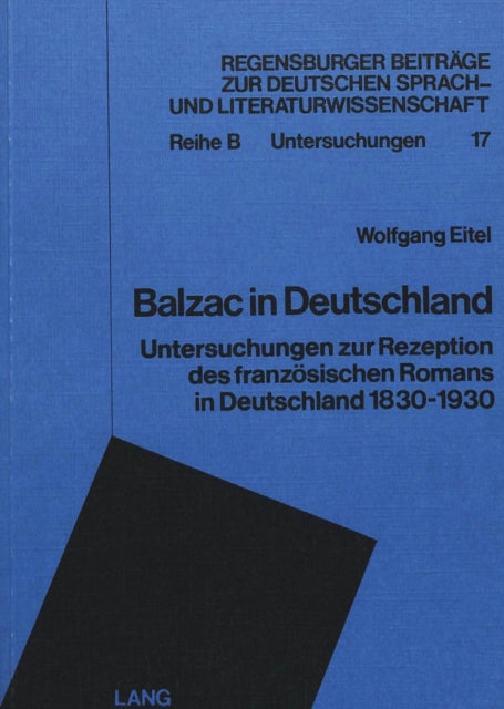 Book cover of: Balzac in Deutschland. By: Wolfgang Eitel