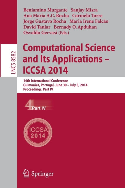 Book cover of: Computational Science and Its Applications - ICCSA 2014. By: Beniamino Murgante