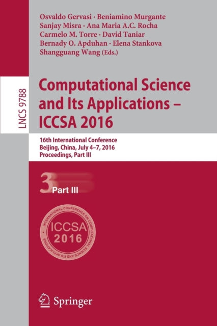 Book cover of: Computational Science and Its Applications - ICCSA 2016. By: Osvaldo Gervasi