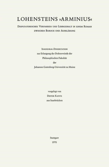 Book cover of: Lohensteins Arminius. By: Dieter Kafitz