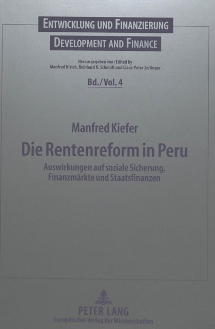 Book cover of: Die Rentenreform in Peru. By: Manfred Kiefer