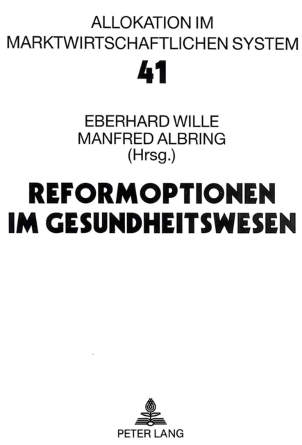 Book cover of: Reformoptionen im Gesundheitswesen