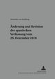 Book cover of: Aenderung und Revision der spanischen Verfassung vom 29. Dezember 1978