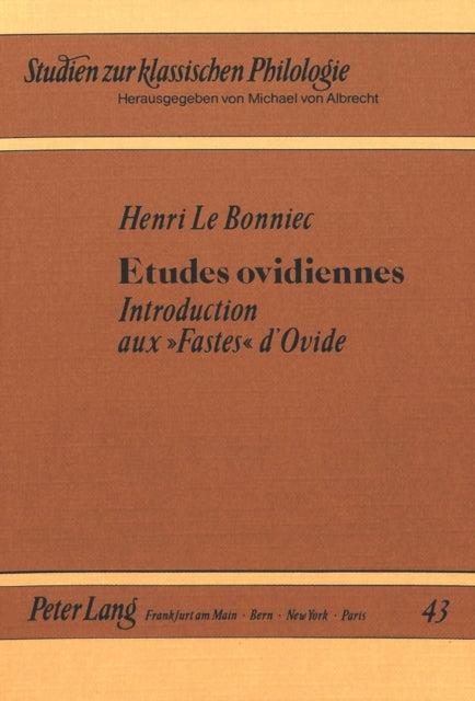 Book cover of: Etudes ovidiennes. By: H. Le Bonniei