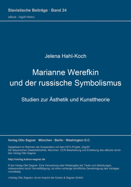 Book cover of: Marianne Werefkin und der russische Symbolismus. By: Jelena Hahl-Koch