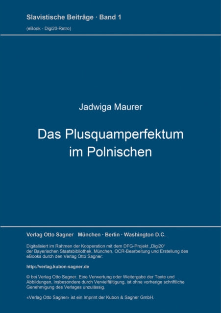 Book cover of: Das Plusquamperfektum im Polnischen. By: Jadwiga Maurer