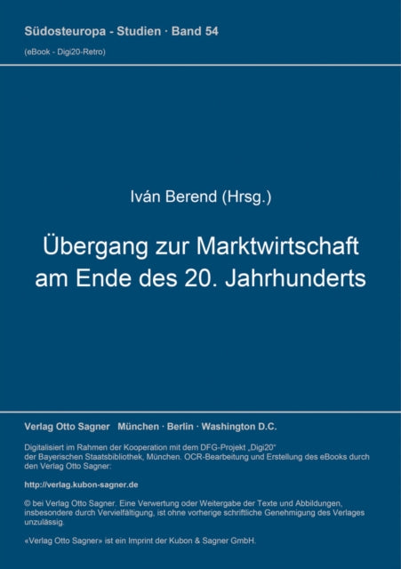 Book cover of: Uebergang zur Marktwirtschaft am Ende des 20. Jahrhunderts