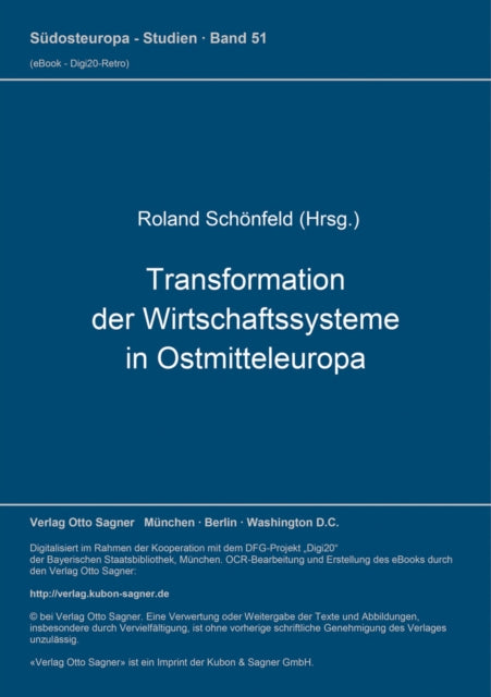 Book cover of: Transformation der Wirtschaftssysteme in Ostmitteleuropa