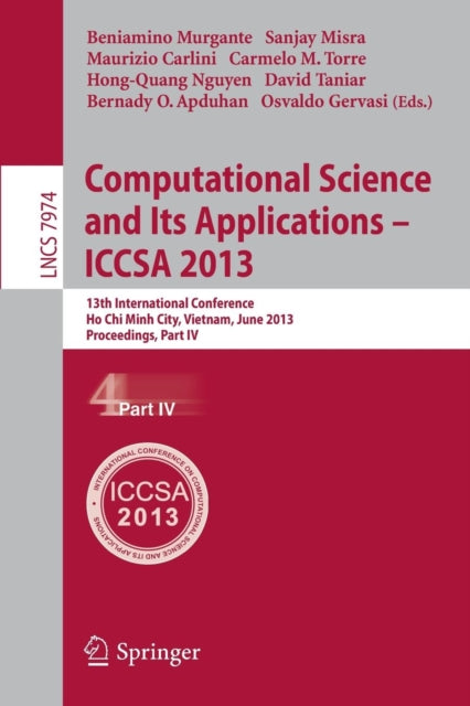 Book cover of: Computational Science and Its Applications -- ICCSA 2013