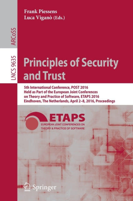 Book cover of: Principles of Security and Trust. By: Frank Piessens