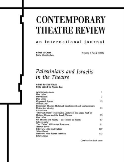 Book cover of: Palestinians and Israelis in the Theatre. By: Dan Urian