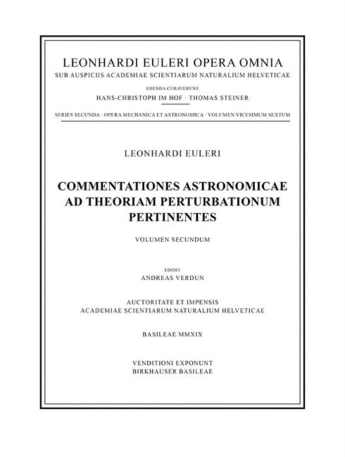 Book cover of: Commentationes astronomicae ad theoriam perturbationum pertinentes 2nd part. By: E. Fellmann