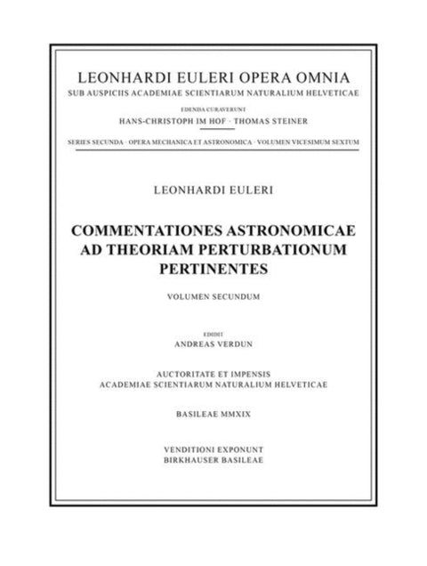 Commentationes astronomicae ad theoriam perturbationum pertinentes 2nd part