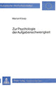 Book cover of: Zur Psychologie der Aufgabenschwierigkeit