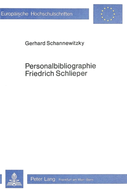 Book cover of: Personalbibliographie Friedrich Schlieper