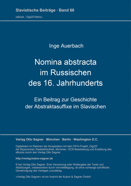 Book cover of: Nomina abstracta im Russischen des 16. Jahrhunderts