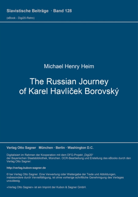 Book cover of: Russian Journey of Karel Havlicek Borovsky