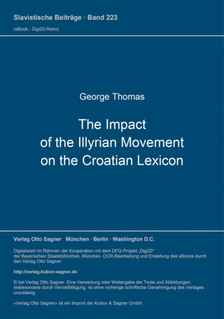 Book cover of: Impact of the Illyrian Movement on the Croatian Lexicon