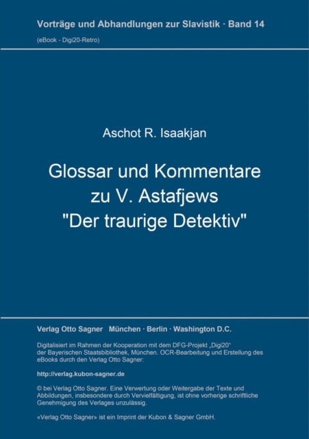 Book cover of: Glossar und Kommentare zu V. Astafjews "Der traurige Detektiv". By: Aschot R. Isaakjan