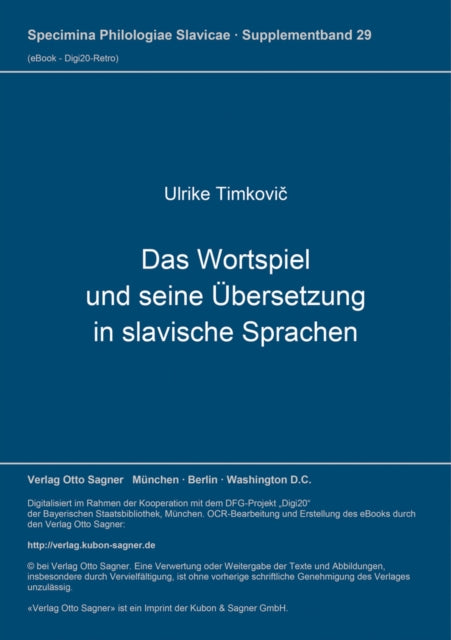 Book cover of: Das Wortspiel und seine Uebersetzung in slavischen Sprachen