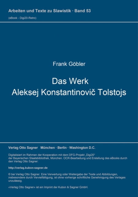 Book cover of: Das Werk Aleksej Konstantinovic Tolstoj