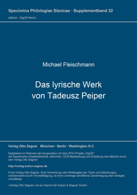 Book cover of: Das lyrische Werk von Tadeusz Peiper