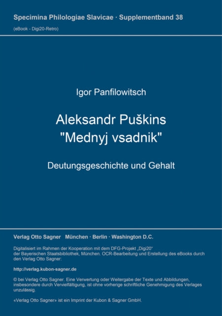 Book cover of: Aleksandr Puskins "Mednyj vsadnik"