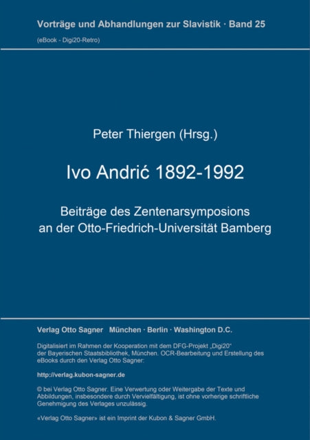Book cover of: Ivo Andric 1892-1992