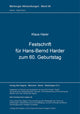 Book cover of: Festschrift fuer Hans-Bernd Harder zum 60. Geburtstag