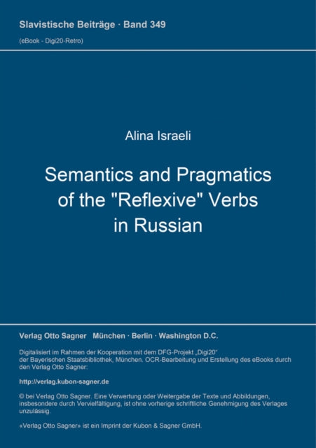 Book cover of: Semantics and Pragmatics of the "Reflexive" Verbs