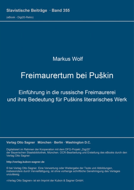Book cover of: Freimaurertum bei Puskin