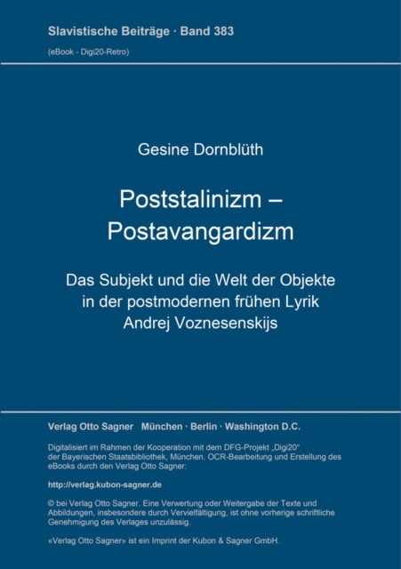 Book cover of: Poststalinizm - Postavangardizm