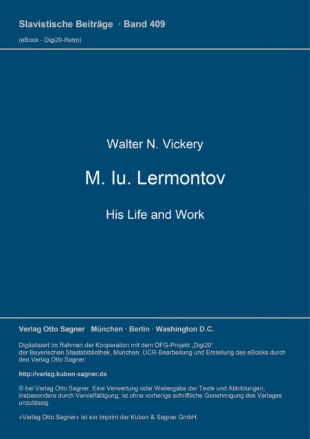 Book cover of: M. Iu. Lermontov. His Life and Work