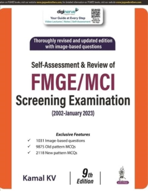 Book cover of: Self Assessment & Review of FMGE/MCI Screening Examination. By: Kamal KV